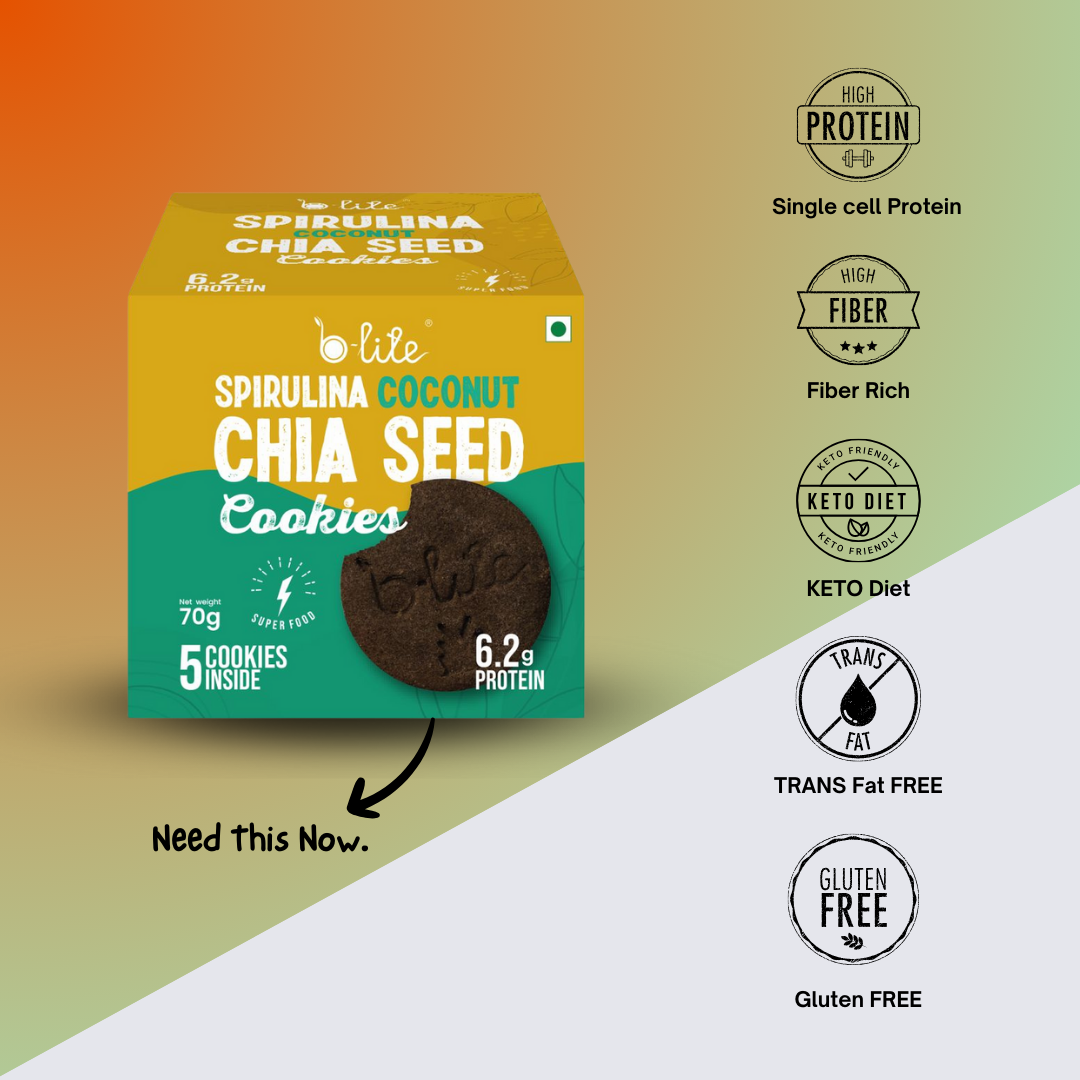 B-lite Spirulina 5 shot Chia seed Coconut Cookie Bar- BOX of 5