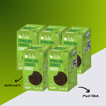 B-lite Spirulina Protein Choco Chip Cookies 5 Pack COMBO